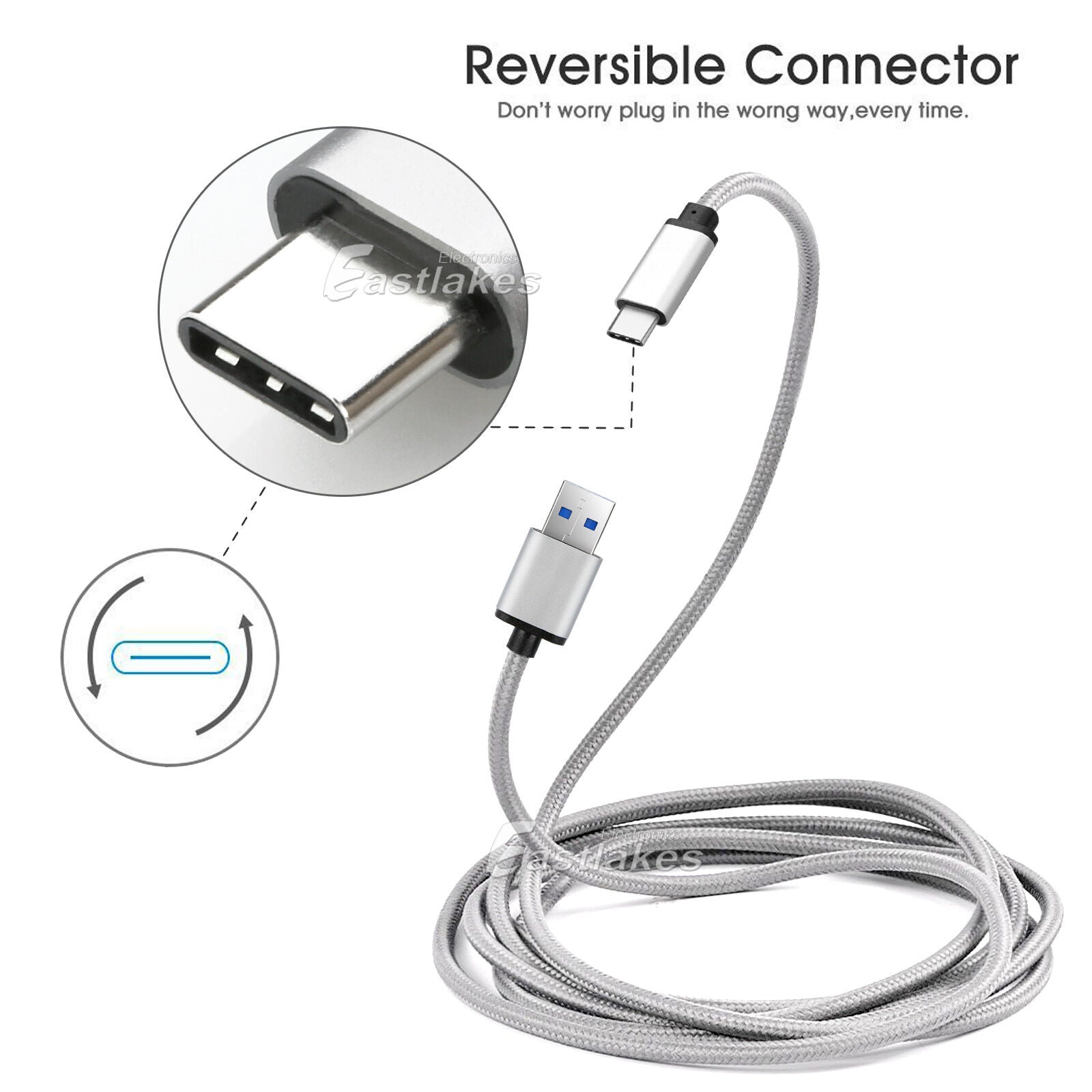USB Type-C Universal Dual USB Car Charger Braided Cable Set - Eastlakes Electronics